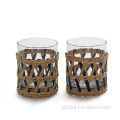 Paper Wrapped Glass Drinkware colorful paper rattan wrapped glass drinking glass Supplier